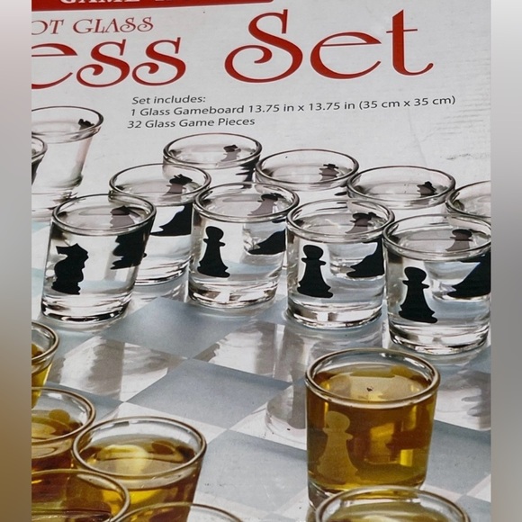 Shot Glass Chess Set - Black and Clear - Picture 3 of 7